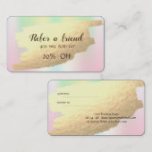 Moderne Gold Brush Stroke Holographic Aanbevelingskaartje (Voorkant / Achterkant)