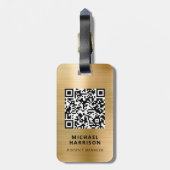 Moderne Gold Business Logo QR-code Bagagelabel (Achterkant verticaal)