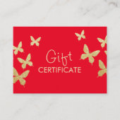 Moderne Gold Butterflies Big Red Gift-certificaten Kortingskaartje (Voorkant)