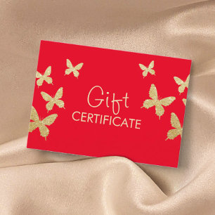 Moderne Gold Butterflies Big Red Gift-certificaten Kortingskaartje