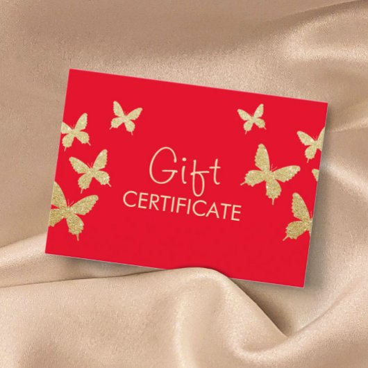 Moderne Gold Butterflies Big Red Gift-certificaten Kortingskaartje