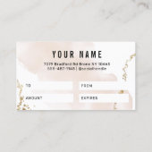 Moderne Gold Cadeaubon Visitekaartje (Achterkant)