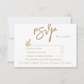 Moderne Gold Calligraphy Script Wedding RSVP Kaartje (Voorkant)