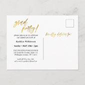 Moderne Gold Calligraphy Simple Photo Afstuderen Uitnodiging Briefkaart (Achterkant)