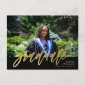 Moderne Gold Calligraphy Simple Photo Afstuderen Uitnodiging Briefkaart (Voorkant)