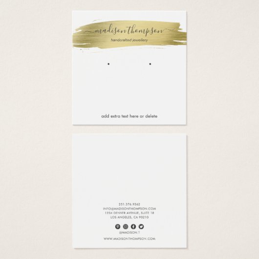 Moderne Gold Chic-Oorlogsweergave Vierkante Visitekaartjes (Voorkant /achterkant)