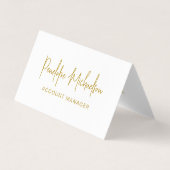 Moderne Gold Color Lettering met QR Code Foto Visitekaartje (Voorkant)