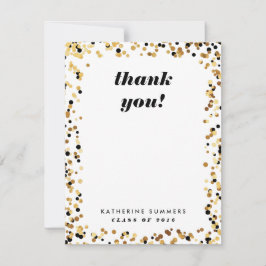 Moderne Gold Confetti Afstuderen Hartelijk dank Bedankkaart