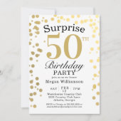 Moderne Gold Confetti Black Surprise 50th Birthday Kaart (Voorkant)
