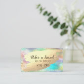 Moderne Gold Confetti, Gold Brush Stroke Holograph Aanbevelingskaartje (Staand voorkant)