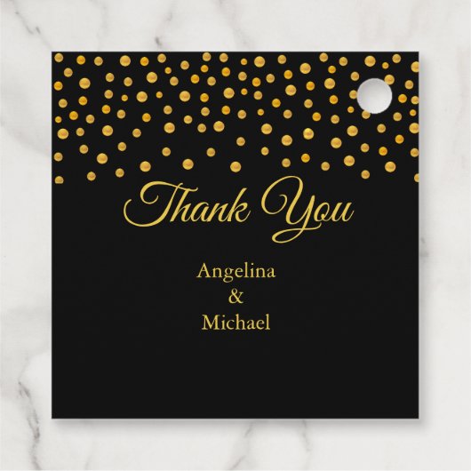 Moderne Gold Confetti Hartelijk dank Bedankjes Labels (Achterkant)