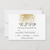 Moderne Gold Confetti op zwart RSVP Kaartje (Achterkant)