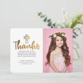 Moderne Gold Cross - Fotobevestiging Hartelijk dan Bedankkaart (Staand voorkant)