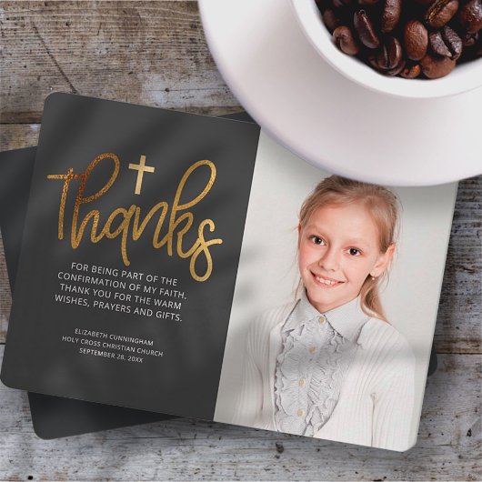 Moderne Gold Cross - Fotobevestiging Hartelijk dan Bedankkaart