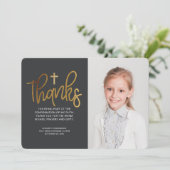 Moderne Gold Cross - Fotobevestiging Hartelijk dan Bedankkaart (Staand voorkant)