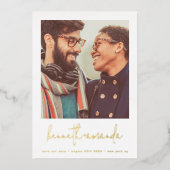 Moderne Gold Custom Names Simple Save the Date Folie Uitnodiging (Voorkant)