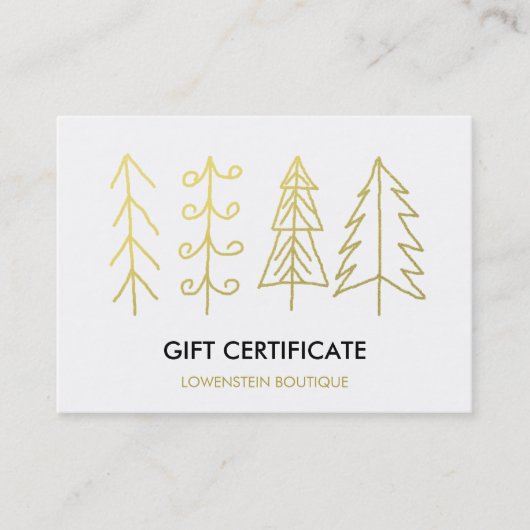 Moderne Gold Cute-kerstbomen, cadeaubon Kortingskaartje (Voorkant)