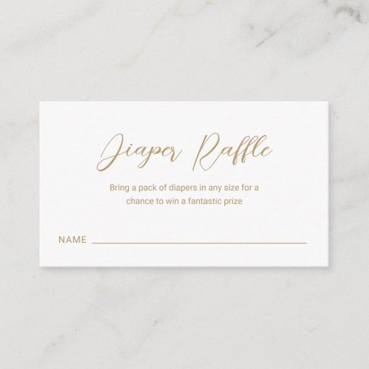 Moderne Gold Diaper Raffle Simple Baby shower Informatiekaartje (Voorkant)