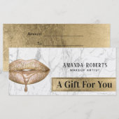 Moderne Gold Drip Lips Salon Cadeaubonnen (Voorkant / Achterkant)