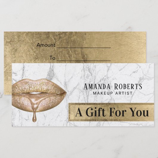 Moderne Gold Drip Lips Salon Cadeaubonnen (Voorkant / Achterkant)