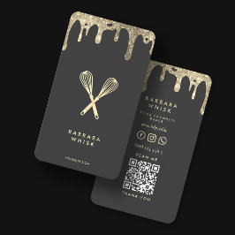 Moderne Gold Drip Whisk Bakery Pastry Caterer Visitekaartje