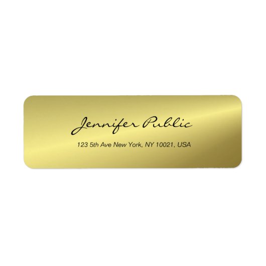 Moderne Gold Elegant Handgeschreven Script-Sjabloo Etiket (Voorkant)