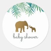 Moderne Gold Elephant Family Baby shower Ronde Sticker (Voorkant)
