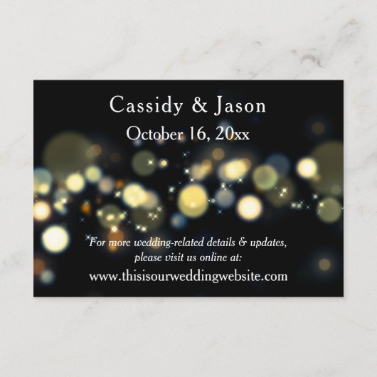 Moderne Gold- en bokeh-weddenschappen Informatiekaartje (Achterkant)