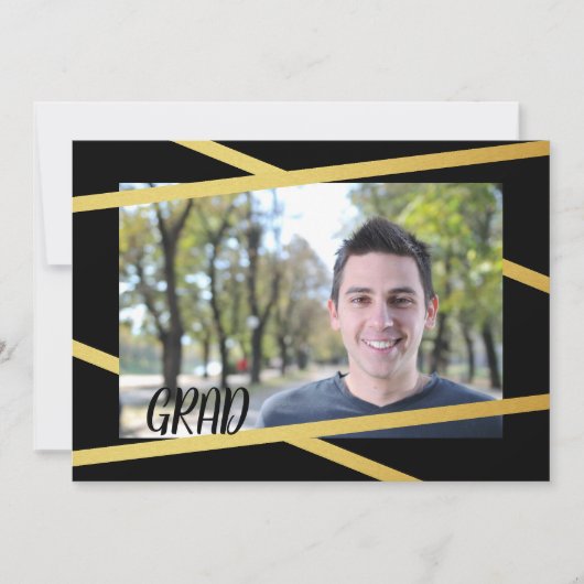 Moderne Gold- en zwarte klasse van foto-uitvinding Kaart (Voorkant)