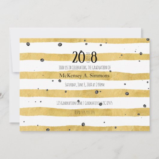 Moderne Gold- en zwarte klasse van foto-uitvinding Kaart (Achterkant)