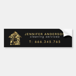Moderne Gold- en zwarte reinigingsservices Bumpersticker