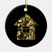 Moderne Gold- en zwarte reinigingsservices Keramisch Ornament (Voorkant)