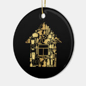 Moderne Gold- en zwarte reinigingsservices Keramisch Ornament (Links)