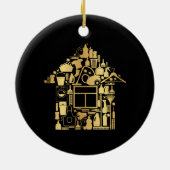 Moderne Gold- en zwarte reinigingsservices Keramisch Ornament (Achterkant)