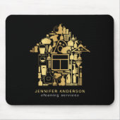 Moderne Gold- en zwarte reinigingsservices Muismat (Voorkant)