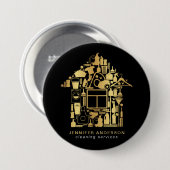 Moderne Gold- en zwarte reinigingsservices Ronde Button 7,6 Cm (Voorkant /achterkant)