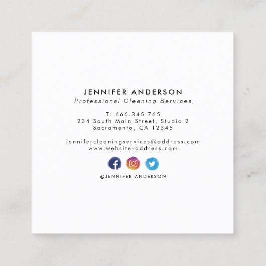 Moderne Gold- en zwarte reinigingsservices Vierkante Visitekaartje (Achterkant)