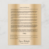 Moderne Gold Eyelash-uitbreidingen Liability Waive Flyer (Achterkant)