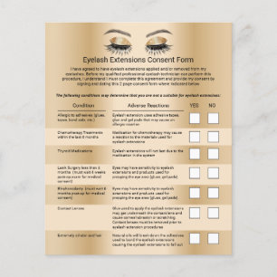 Moderne Gold Eyelash-uitbreidingen Liability Waive Flyer