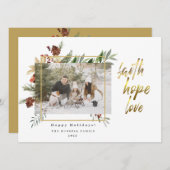 Moderne Gold Faith Hope Love 2 Feestdagenkaart (Voorkant / Achterkant)