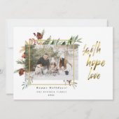 Moderne Gold Faith Hope Love 2 Feestdagenkaart (Voorkant)
