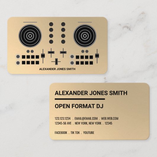 Moderne Gold Faux-schijf Jockey Visitekaartje (Voorkant / Achterkant)