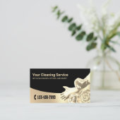 Moderne Gold Floral House Keeping Cleaning Service Visitekaartje (Staand voorkant)