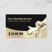 Moderne Gold Floral House Keeping Cleaning Service Visitekaartje (Voorkant)