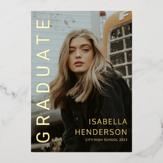 Moderne Gold Foil 2 Aankondiging van Afstuderen Fo (Voorkant)