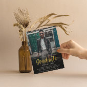 Moderne Gold Foil Afstudeerder Party 2 Fotouitnodi Kaart