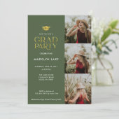 Moderne Gold Foil Afstudeerder Party 4 Fotouitnodi Kaart (Staand voorkant)