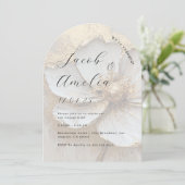 Moderne Gold Foil Arch Engagement Party Kaart (Staand voorkant)
