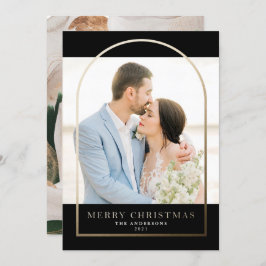 Moderne Gold Foil Arched Lijst Holiday Card Kaart