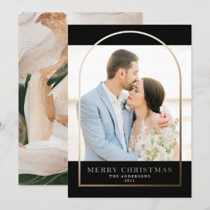 Moderne Gold Foil Arched Lijst Holiday Card Kaart